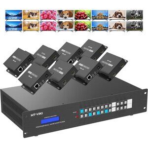 MT-VIKI 8x8 HDMI Matrix Extender 8 in 24 Out 4K@60Hz CAT6 w/ 8 POC Receivers RS2